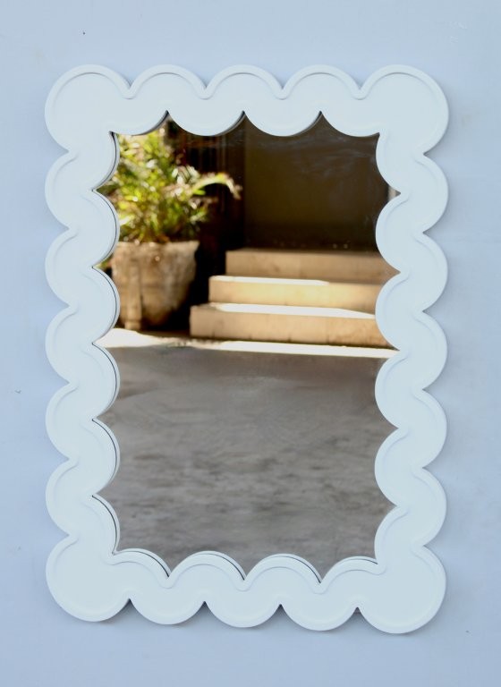 Wooden Rectangular Off White Mirror